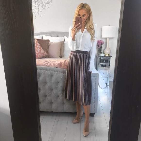 Little Pearls of Life Dresses & Skirts - Purple Velvet Midi High Waist Skirt